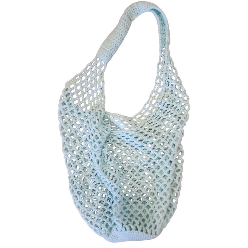 Chic Sky Blue Mesh Tote Bag